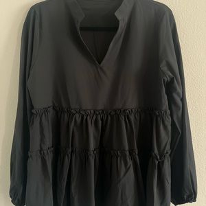 Elegant Long Sleeve Loose Ruffle Babydoll Blouse